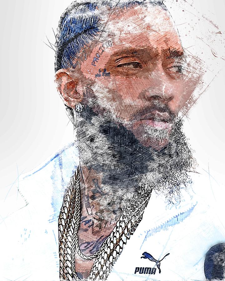 Art Nipsey Hussle American Rapper Activist Artistic Sketch Digital Art ...