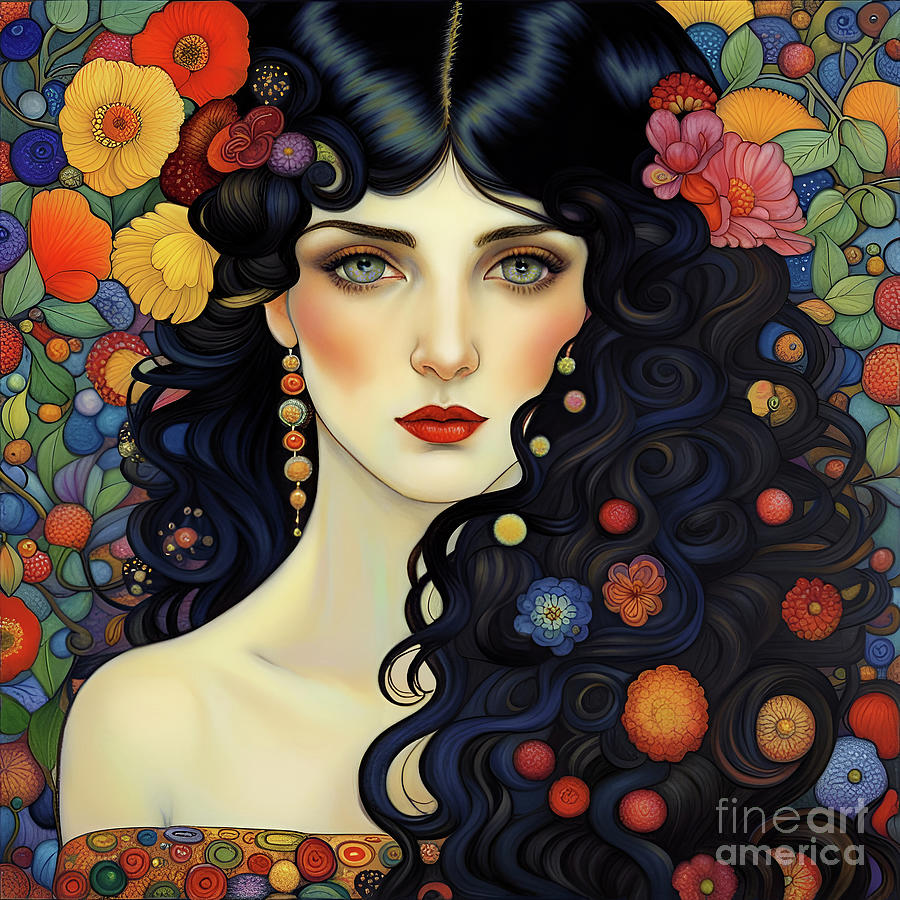 Art Nouveau Beauty II gorgeous Bohemian woman Painting by Tina Lavoie ...