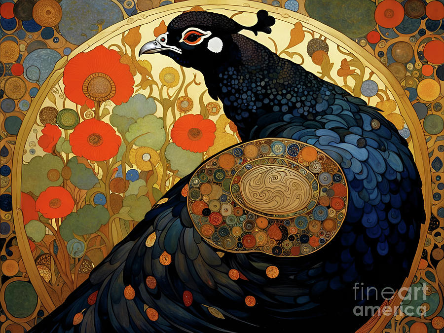 Art Nouveau Black Grouse Painting by Philip Openshaw