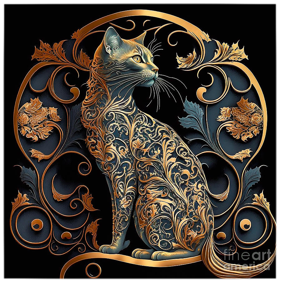 Art Nouveau Cat Digital Art by John Lutheran - Fine Art America