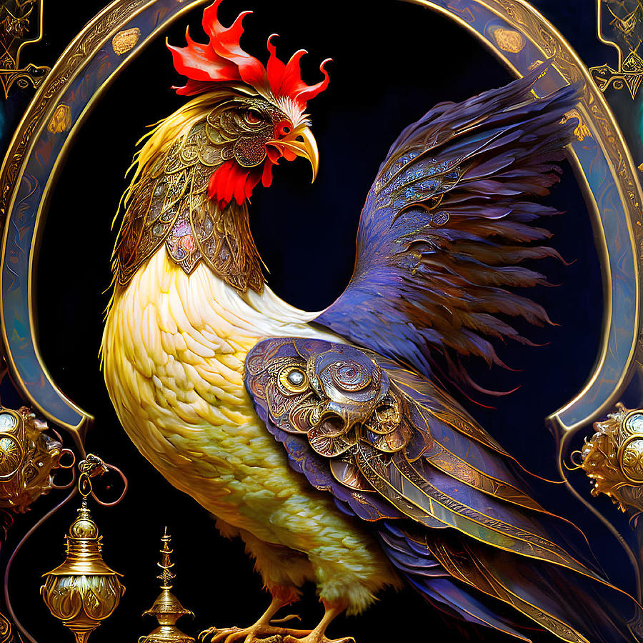 Art Nouveau Chicken Monster Digital Art by Otto Rapp