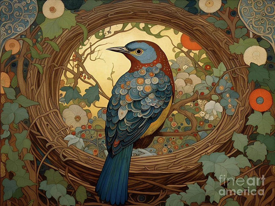 Art Nouveau Cuckoo Painting by Philip Openshaw