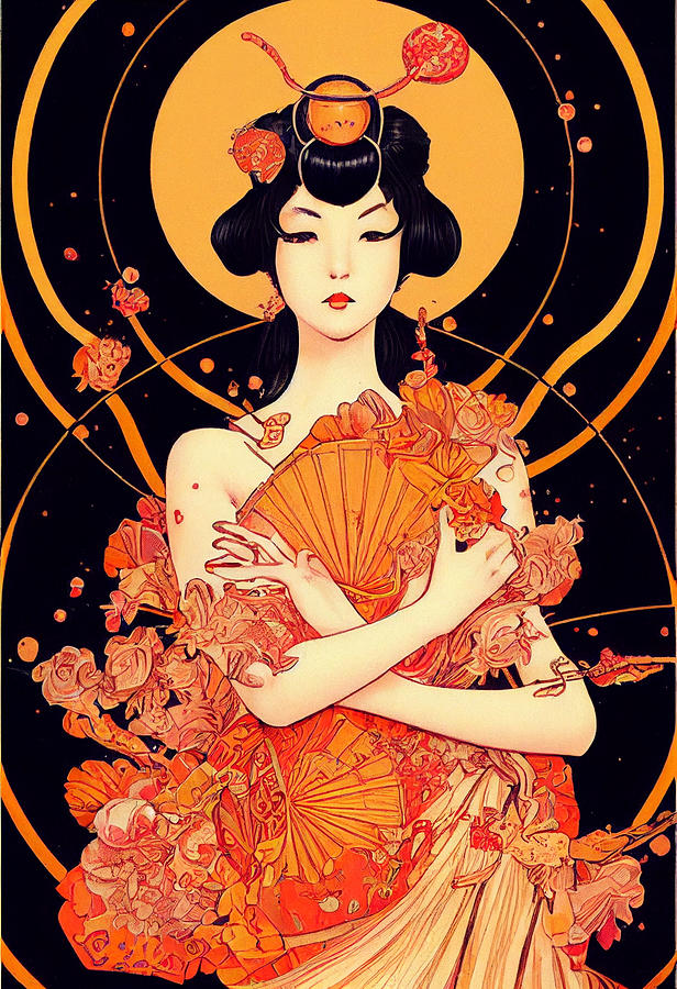 Art Nouveau Manga Cover Of Atompunk Geisha Pop Surrealism In The Style ...