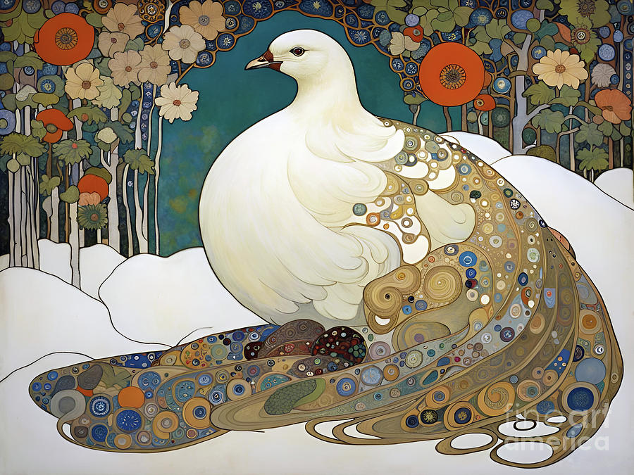  Art Nouveau Ptarmigan Painting by Philip Openshaw