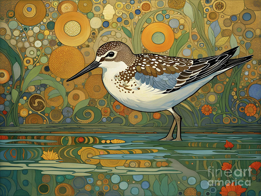 Art Nouveau Sandpiper Painting by Philip Openshaw