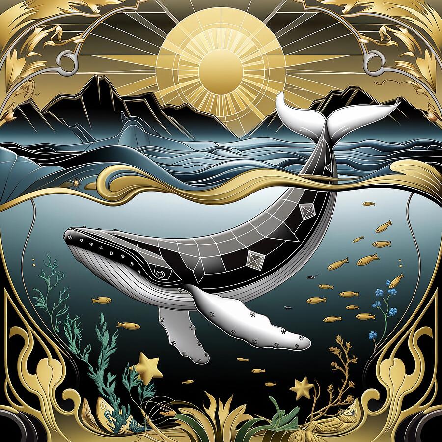 Art Nouveau Whale Digital Art by Stephanie Fischer Art Nouveau Whale Digital Art by Stephanie Fischer