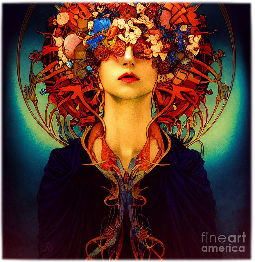 Art Nouveau Woman Digital Art by John Lutheran - Pixels