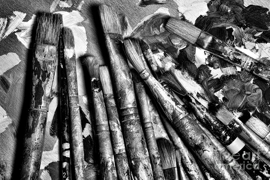 Art Paint Brushes black and white Photograph by Paul Ward