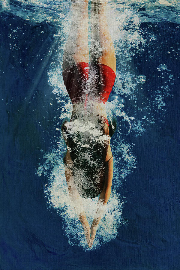Art Painting by Jan Keteleer - Girl Diving Into Water Digital Art by Jan Keteleer