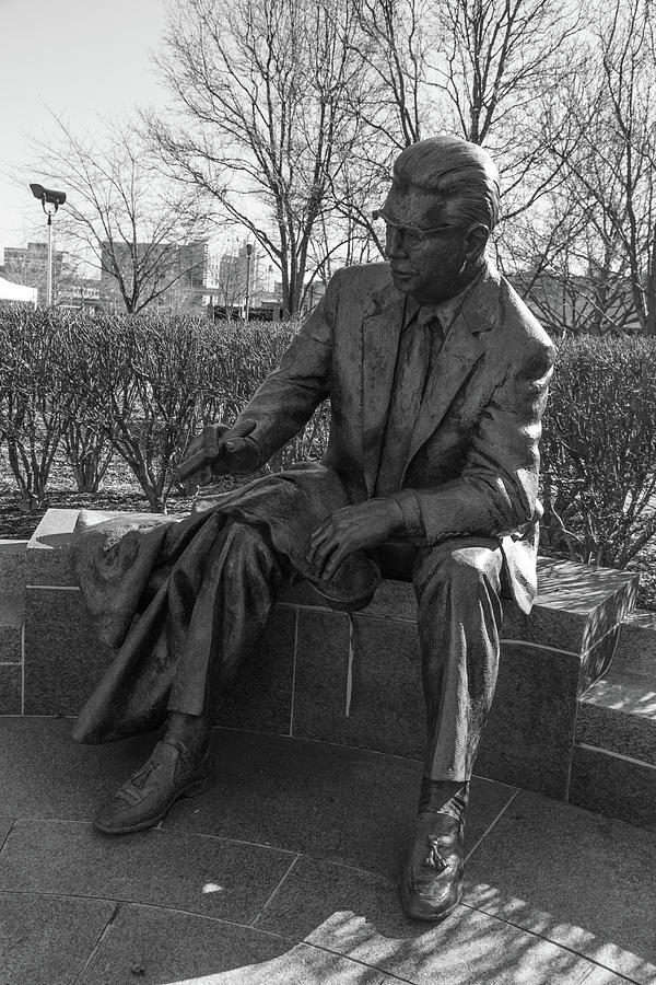 Art Rooney statue in Pittsburgh Pennsylvania in black and white Photograph by Eldon McGraw
