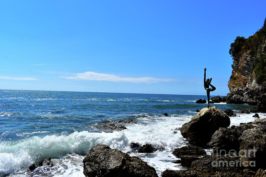 Art Sculpture And Beautiful Seascape With Waves Photograph by Leonida Arte
