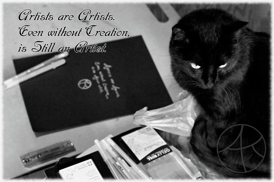 Art Supplies with Cat and Haiku Digital Art by Katherine Nutt