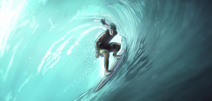 Art - The Surfer Digital Art by Matthias Zegveld