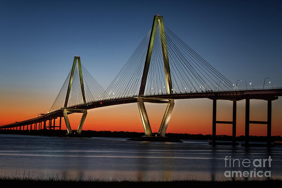 Charleston Arthur Ravenel Bridge at Night 272 Photograph by Maria Struss Photography