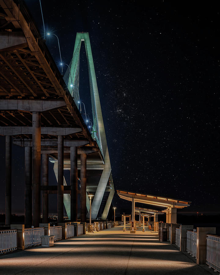 Arthur Ravenel Bridge At Night Photograph