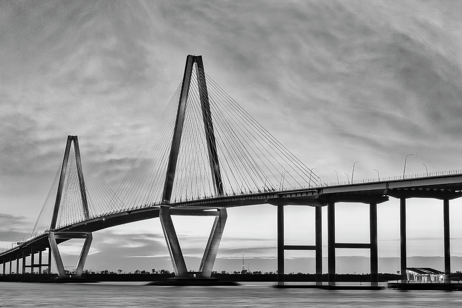Arthur Ravenel Jr. Bridge BW Photograph by Susan Candelario