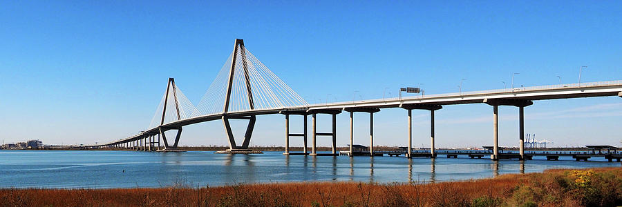 Arthur Ravenel Jr. Bridge Panorama 3 to 1 Photograph by Bill Swartwout