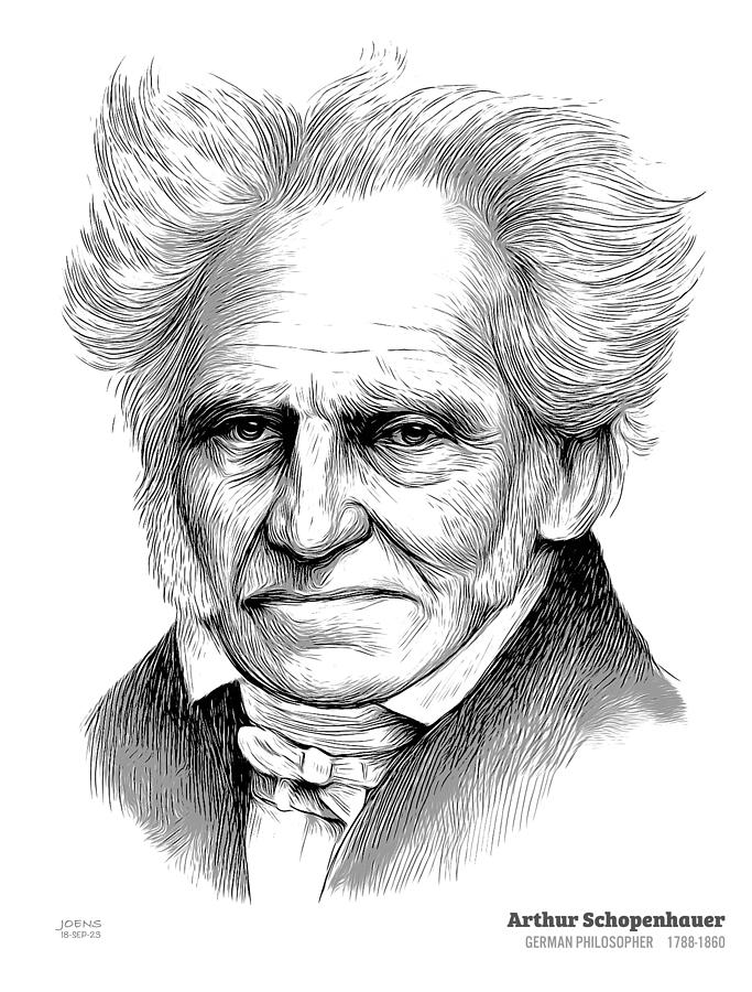Arthur Schopenhauer Line Art Drawing