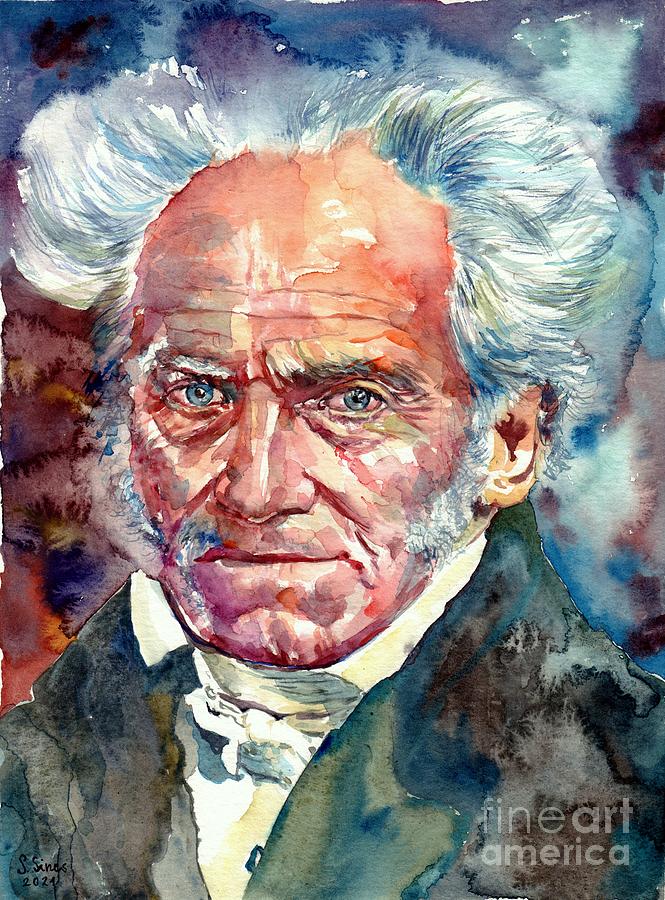 Space Painting - Arthur Schopenhauer Portrait by Suzann Sines