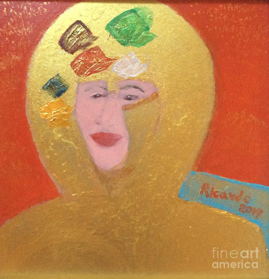 Artificial Intelligence Woman in Gold Painting by Richard W Linford