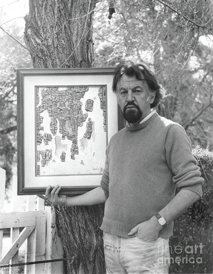 Artist Photograph - Artist Barclay Ferguson with a painting Circa 1970 by Monterey County Historical Society