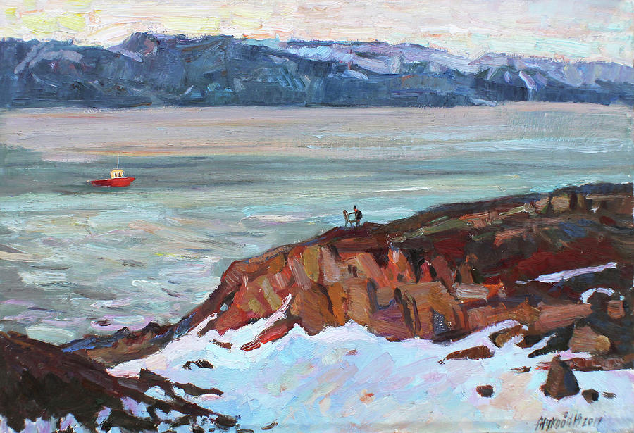 Artist in the arctic Painting by Juliya Zhukova