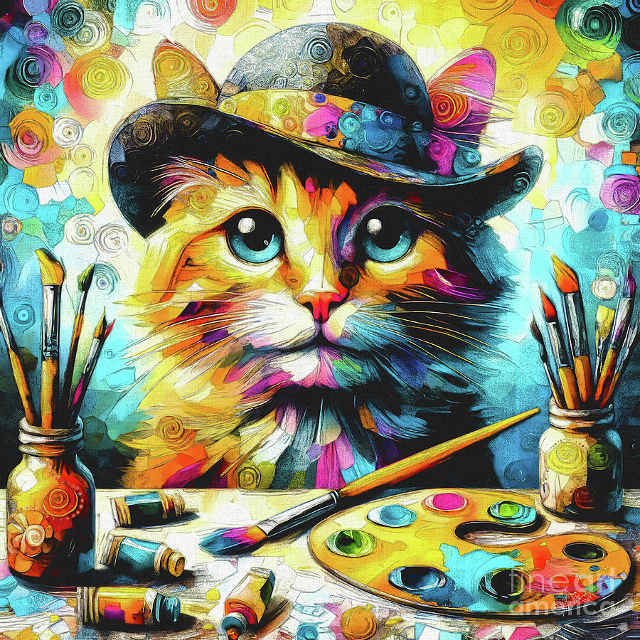 Artist Kitty Digital Art by Vicki Pelham