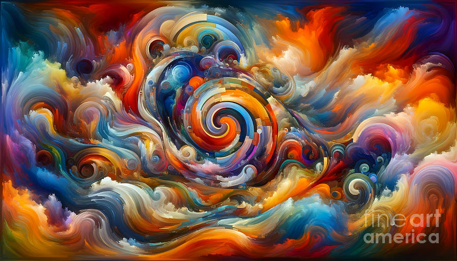 Abstract Digital Art - Artistic Abstract Colors, A canvas of swirling abstract colors and shapes by Jeff Creation