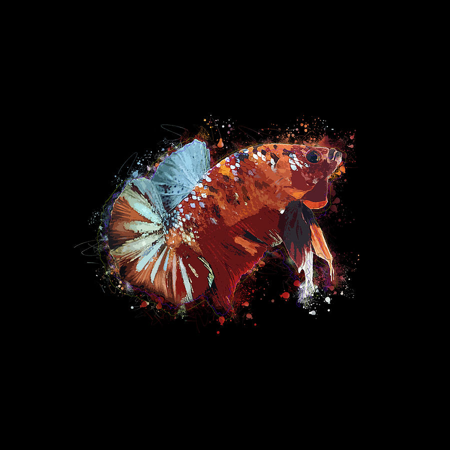 Artistic Brown Multicolor Betta Fish Digital Art by Sambel Pedes