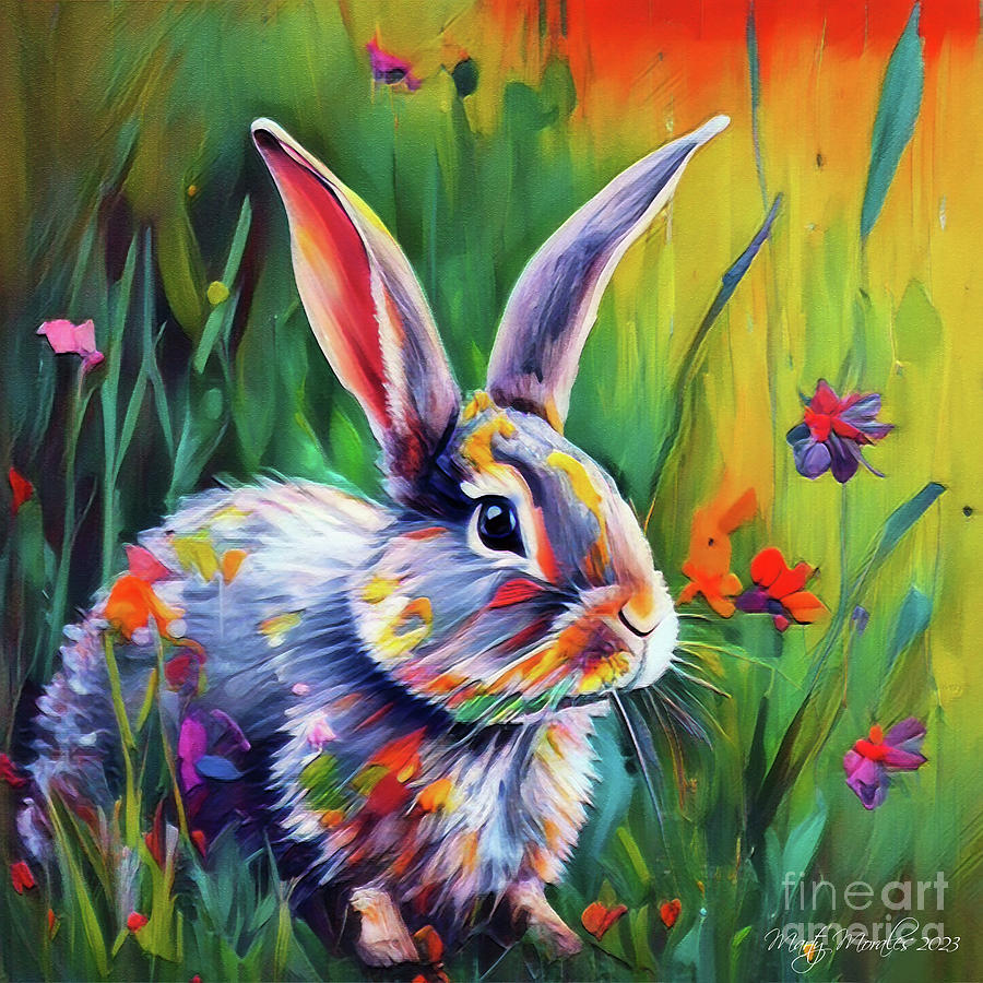 Artistic Bunny V1 Mixed Media by Martys Royal Art