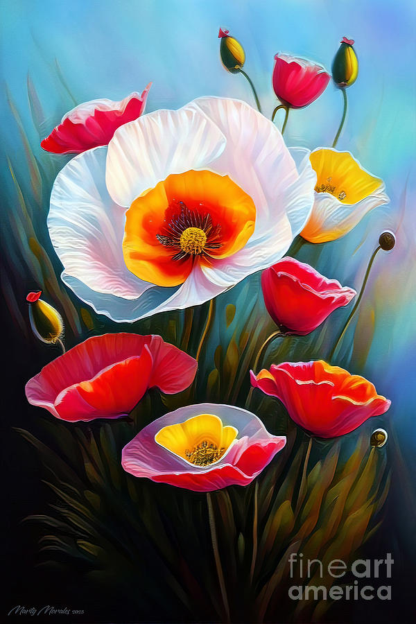 Magnolia Movie Mixed Media - Artistic Flowers V51 by Martys Royal Art