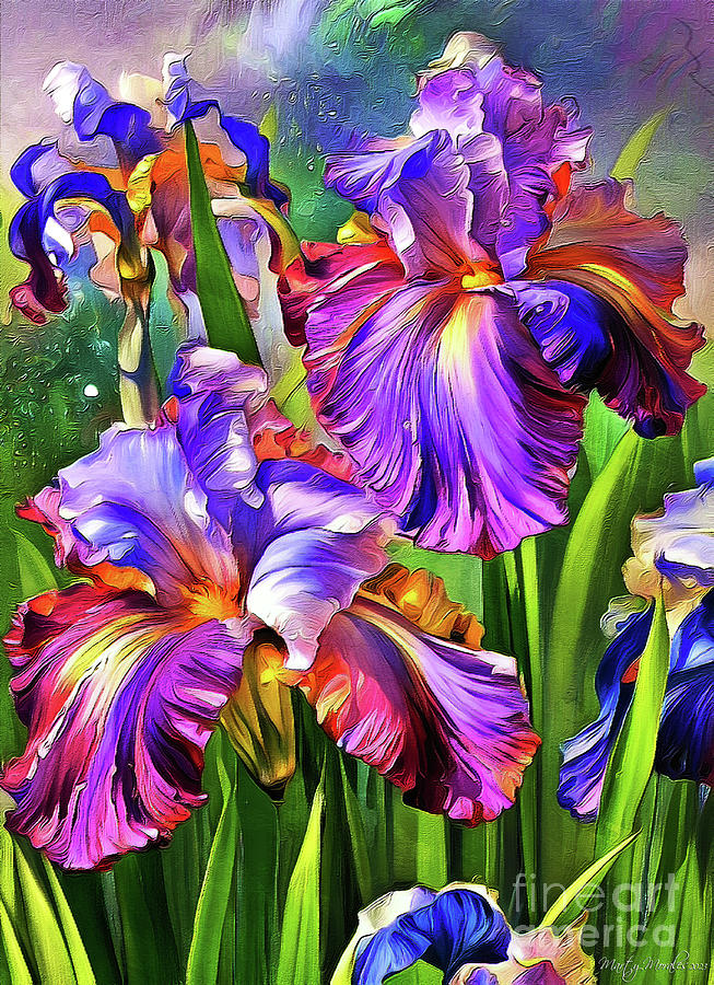 Magnolia Movie Mixed Media - Artistic Irises V4 by Martys Royal Art