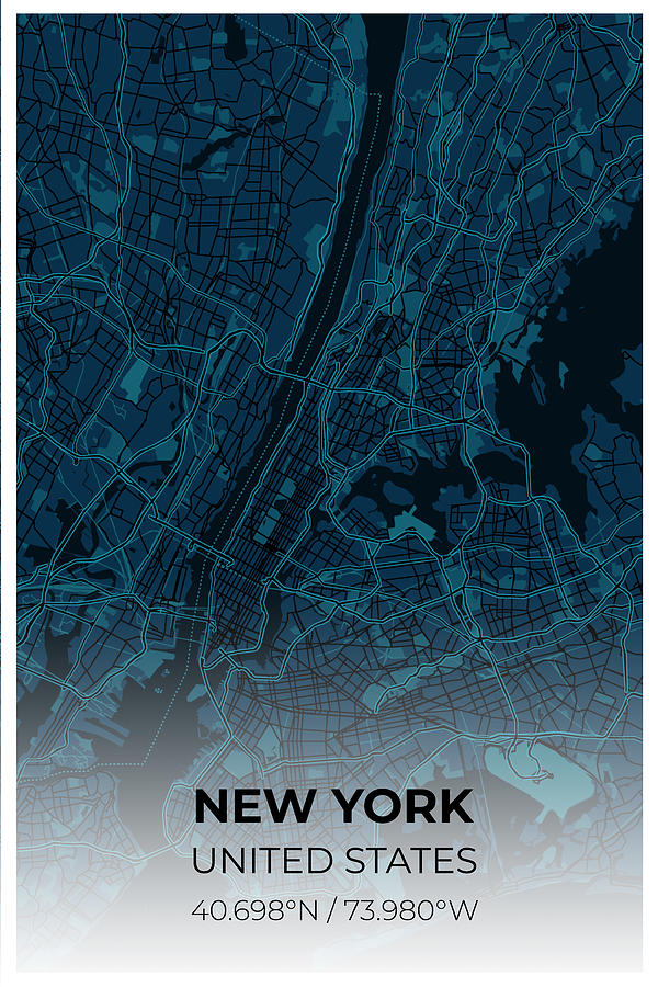 Artistic map of New York 5 by Ahmet Asar Digital Art by Celestial Images