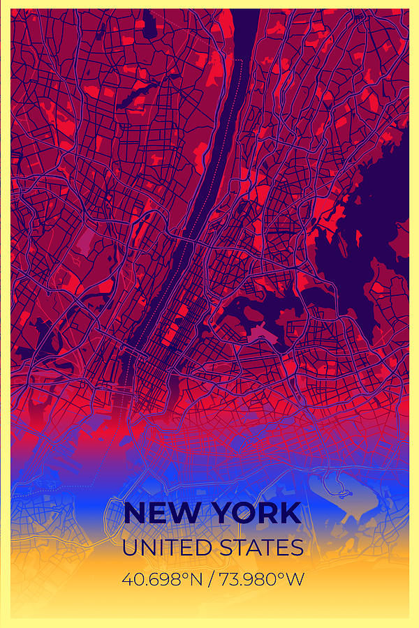 Artistic map of New York 5a by Ahmet Asar Digital Art by Celestial Images