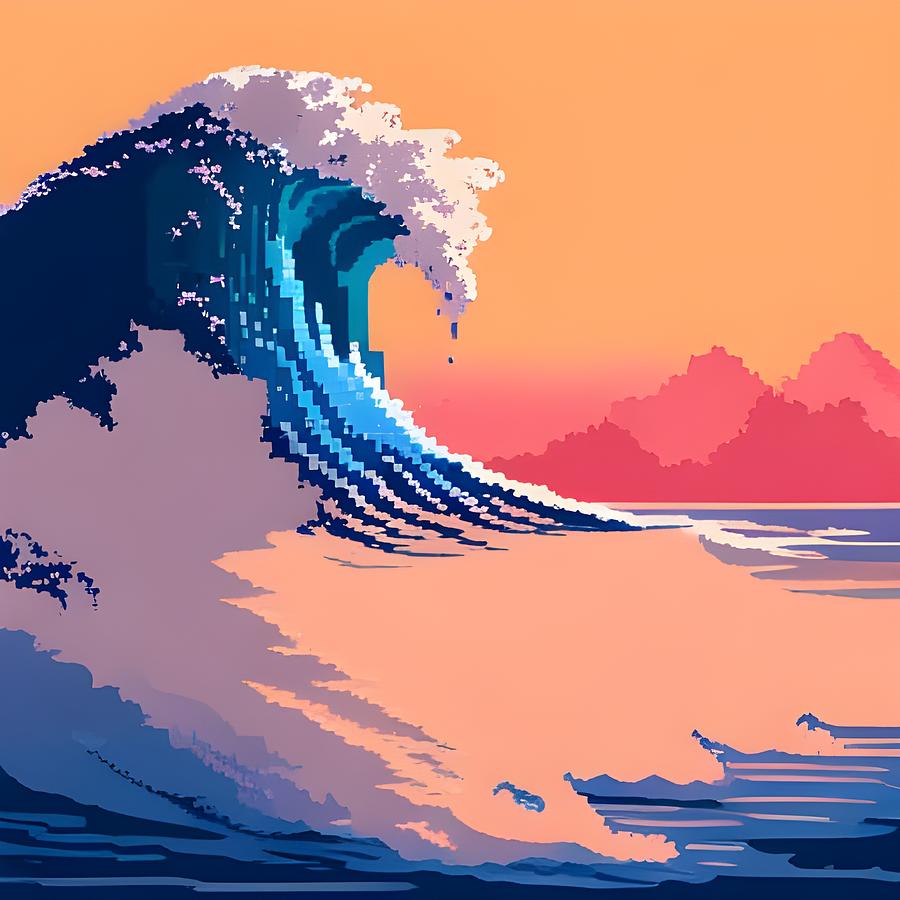 Artistic pixel art ocean wave Digital Art by Brandway - Fine Art America