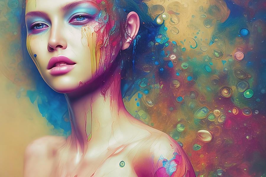 Abstract Digital Art - Artistic Portrait by Manjik Pictures
