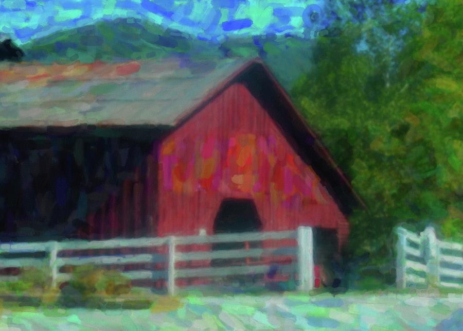 Artistic Red Barn With Fence 2 Photograph