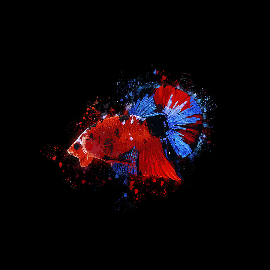 Artistic Red Koi Betta Fish Digital Art by Sambel Pedes