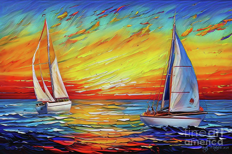 Artistic Sailboats V9 Mixed Media by Marty's Royal Art - Pixels