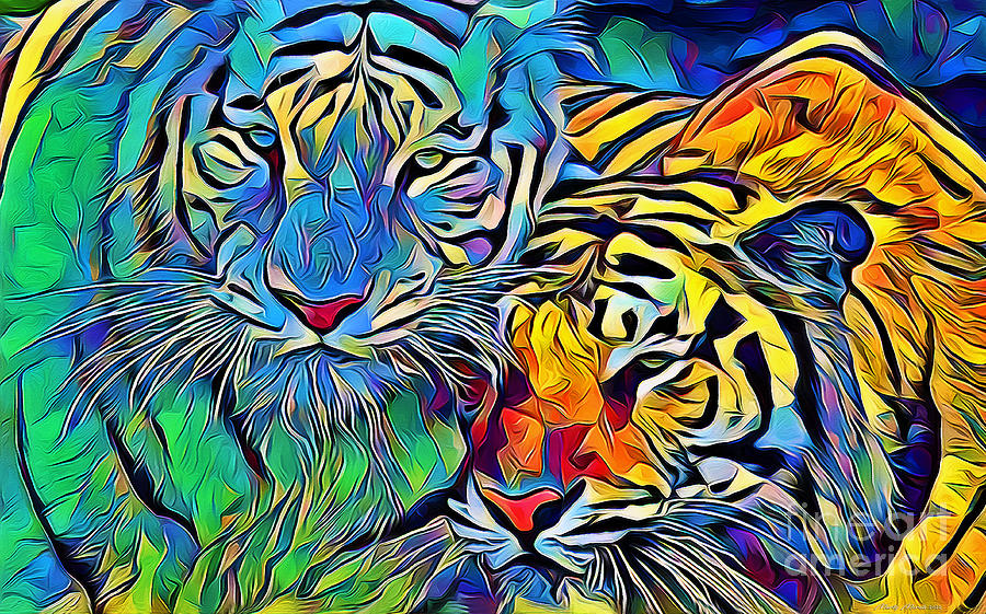 Artistic Tigers V1 Mixed Media by Martys Royal Art