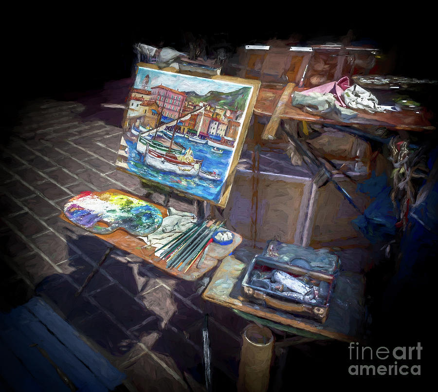 Boat Photograph - Artists Colorful Easel At Street Market, Nice, France, Painterly by Liesl Walsh