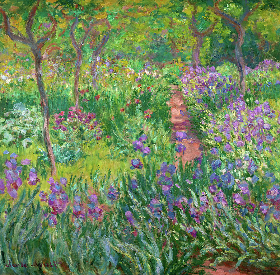 Claude Monet Type Stylized Garden Iris Leggings
