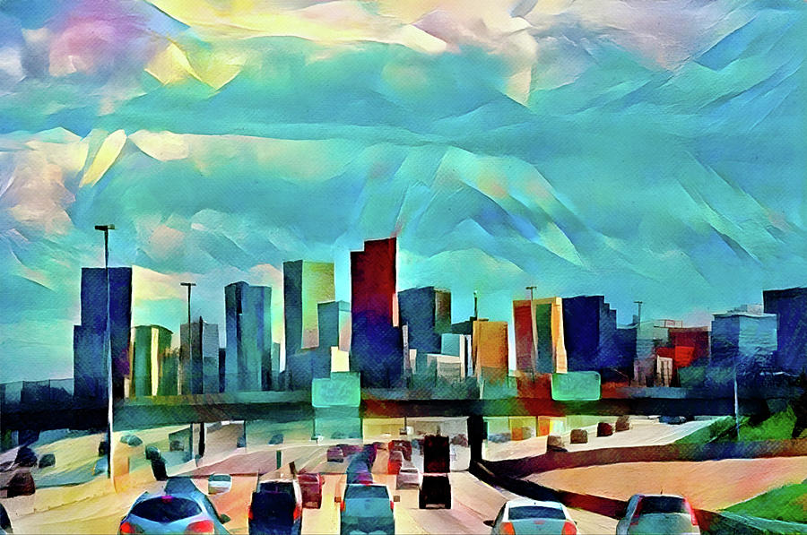 Artsy Downtown Denver Colorado Digital Art by Gaby Ethington