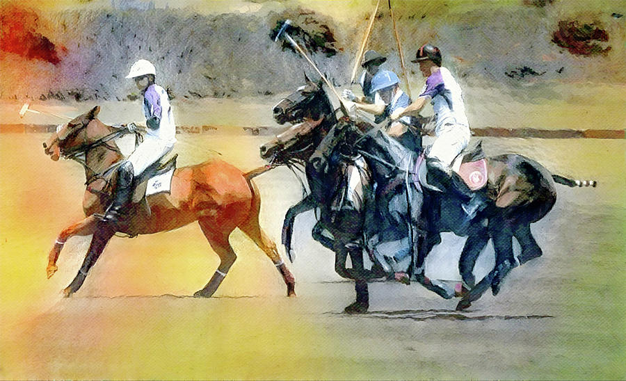 Artsy Polo Action And Horses Digital Art By Gaby Ethington - Fine Art ...