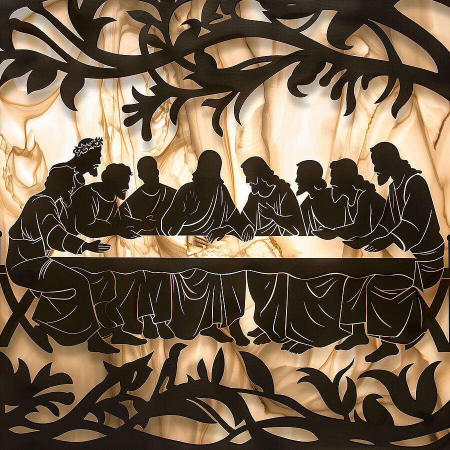 Jesus Christ Digital Art - artwork illustrating Jesus and his disciples sharing the Last Supper by Kingai