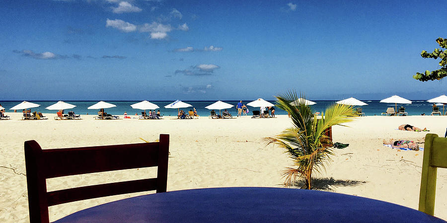 Umbrella Photograph - Aruba Eagle Beach Umbrellas by Bill Swartwout