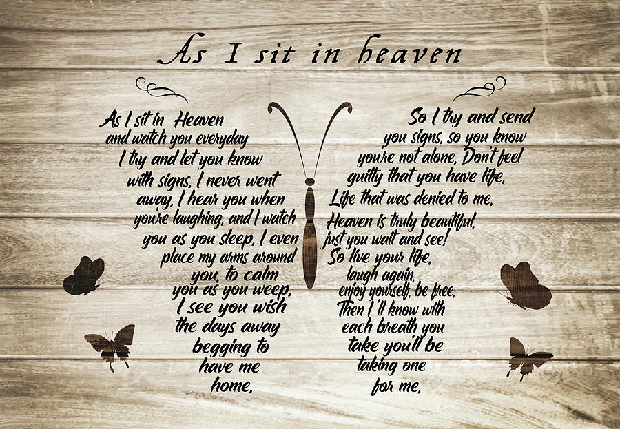 As I Sit in Heaven I Always By Your Side Butterfly - Memorial Gift ...