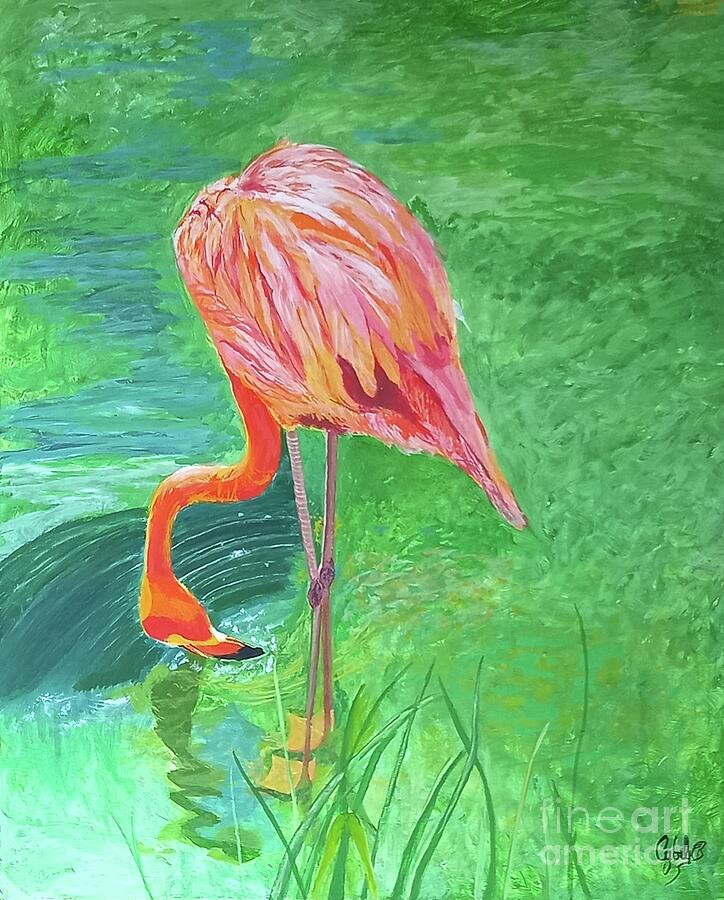 Flamingo Walk Painting by Cybele Chaves