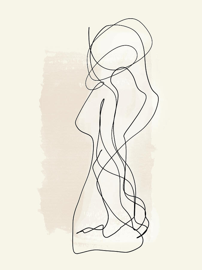 As One - Minimal Abstract Line Drawing Drawing by Menega Sabidussi