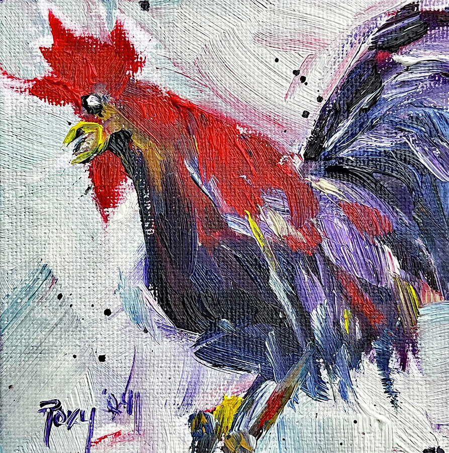As the Rooster Crows Painting by Roxy Rich